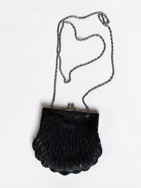 Apt. 9 Black Beaded Shell Evening Purse